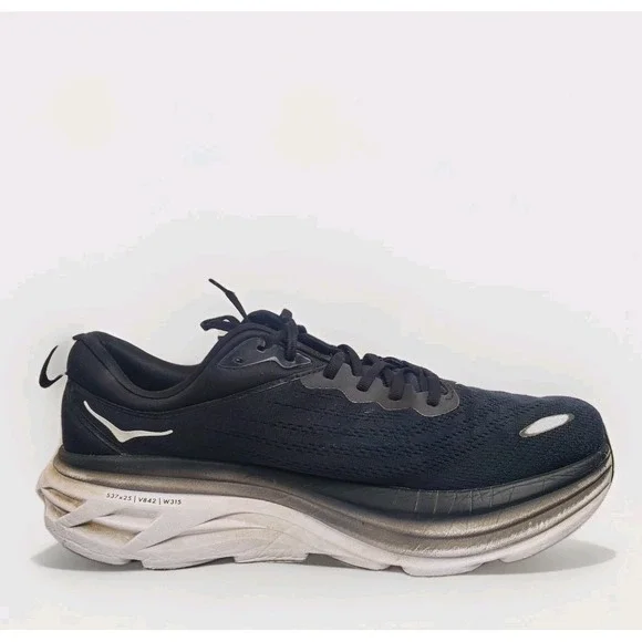 Hoka‎ One One Bondi 8 Mens Size 13 D Black White Athletic Running Shoes Sneakers